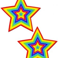 Pastease Star Velvet Pumping Nipple Pasties In Rainbow