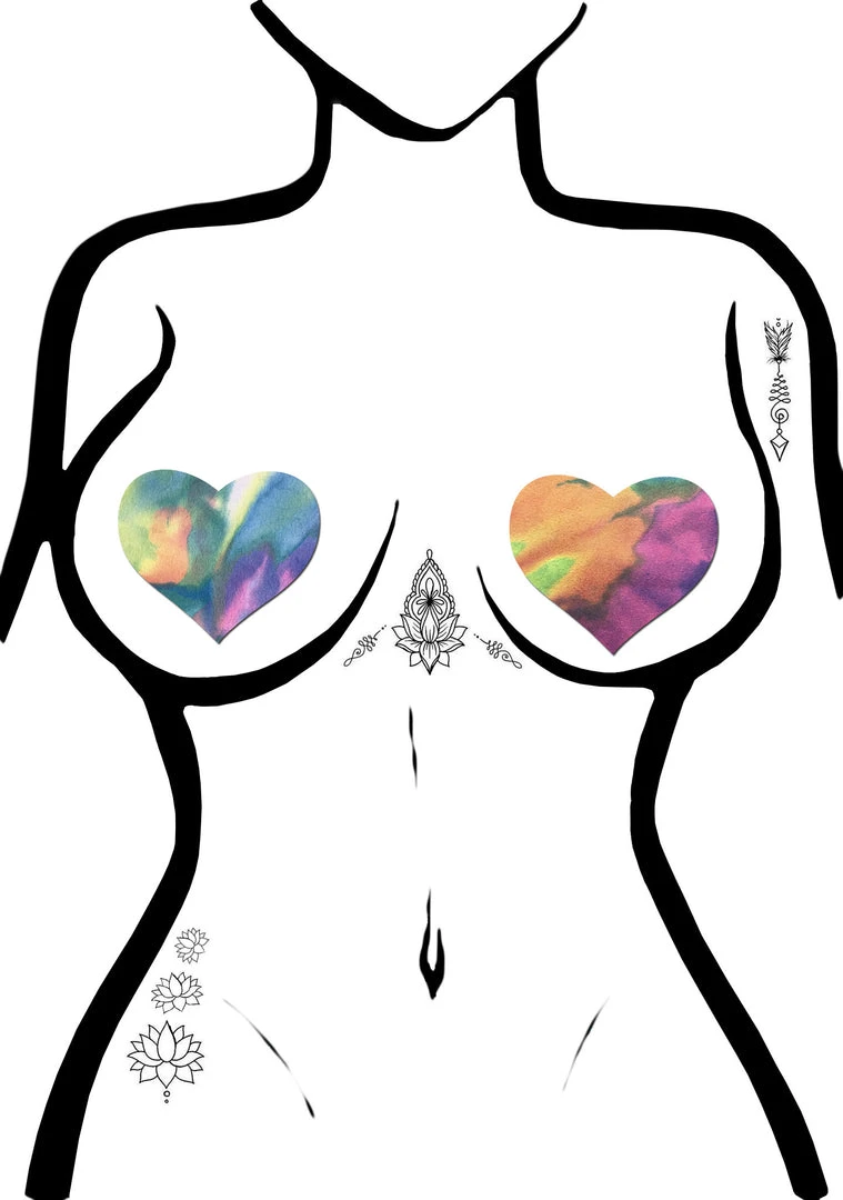 Pastease X J Valentine Pastel Tie Dye Suede Heart Nipple Pasties Accessories