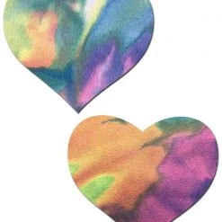 Pastease X J Valentine Pastel Tie Dye Suede Heart Nipple Pasties Accessories