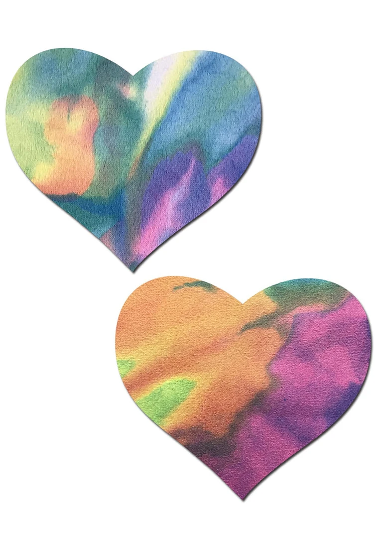 Pastease X J Valentine Pastel Tie Dye Suede Heart Nipple Pasties Accessories