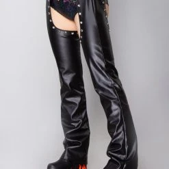 Roma Outlawed Studded Faux Leather Chaps New