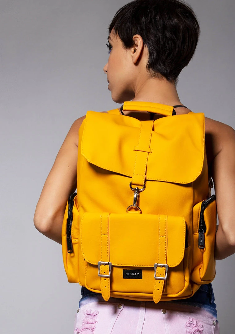 Spiral Chelsea City Backpack In Mustard Yellow