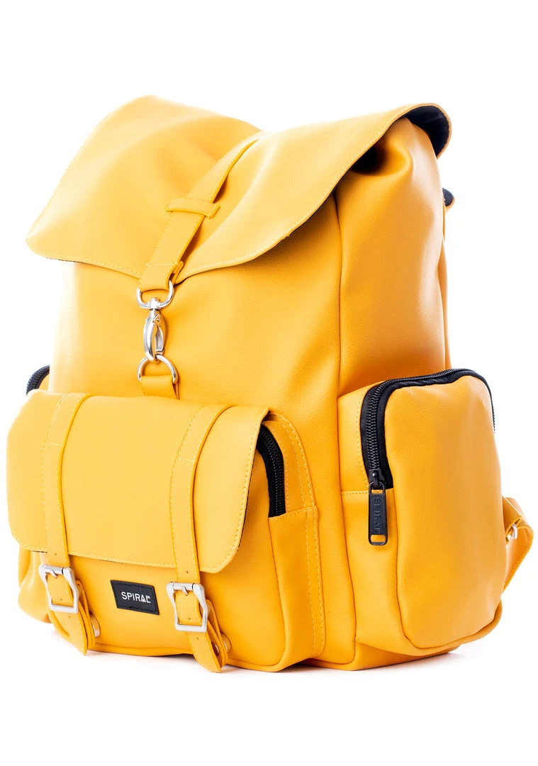 Spiral Chelsea City Backpack In Mustard Yellow