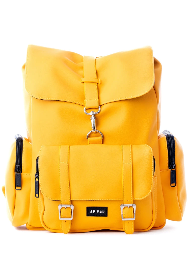 Spiral Chelsea City Backpack In Mustard Yellow