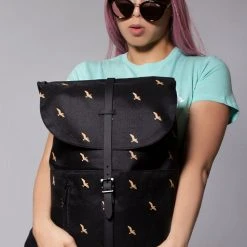 Spiral Golden Raven Festival Backpack In Black