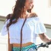 LA Style Rush Acacia Off Shoulder Crop Top