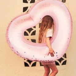 SunnyLife Pink Heart Glitter Pool Ring Accessories