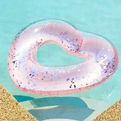 SunnyLife Pink Heart Glitter Pool Ring Accessories