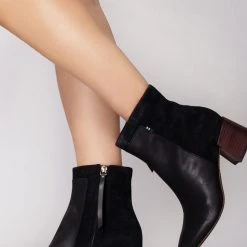 TOMS Shoes Emmy Black Leather Nubuck Booties