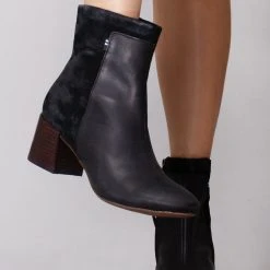 TOMS Shoes Emmy Black Leather Nubuck Booties