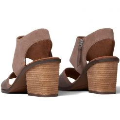 TOMS Majorca Suede Block Sandals In Taupe Grey Shoes