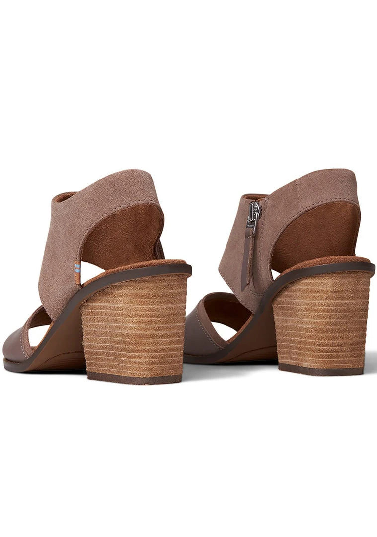 TOMS Majorca Suede Block Sandals In Taupe Grey Shoes