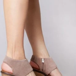 TOMS Majorca Suede Block Sandals In Taupe Grey Shoes