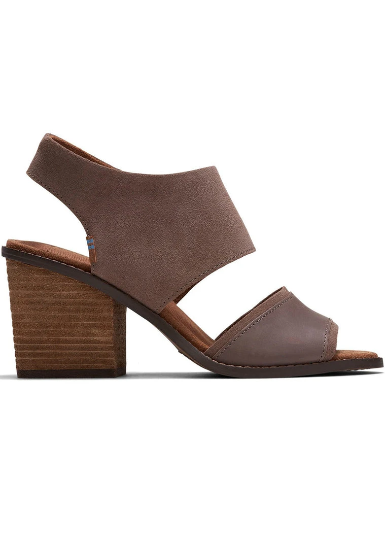 TOMS Majorca Suede Block Sandals In Taupe Grey Shoes
