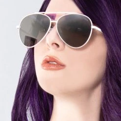 TopFoxx Amelia Sunglasses In White Silver The Great Fantastic