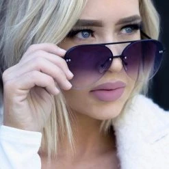 TopFoxx The Great Fantastic Megan 2 Narrow Sunglasses In Black Fade