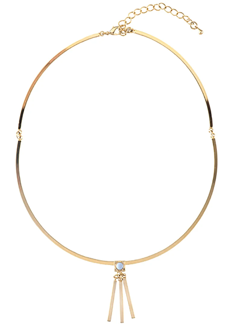 Wanderlust + Co Ava Choker In Gold/Sky