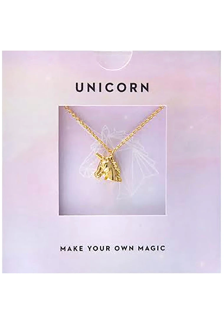 Wanderlust + Co Emoji Unicorn Necklace In Gold Accessories