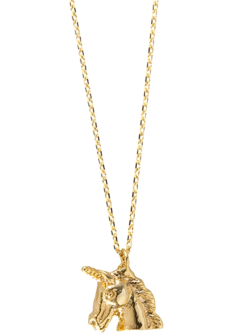 Wanderlust + Co Emoji Unicorn Necklace In Gold Accessories