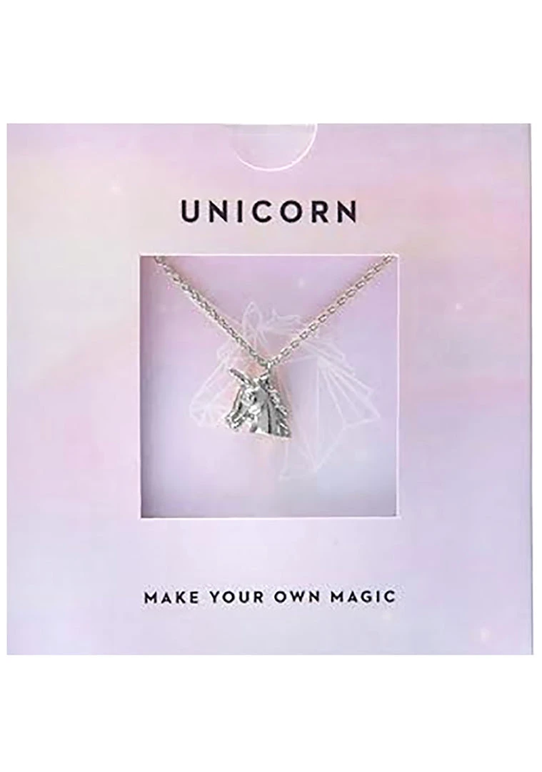 Wanderlust + Co Emoji Unicorn Necklace In Silver Accessories