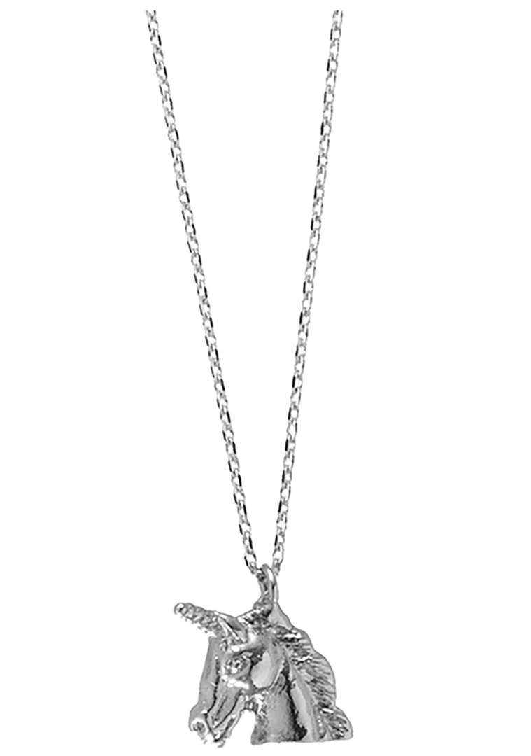 Wanderlust + Co Emoji Unicorn Necklace In Silver Accessories