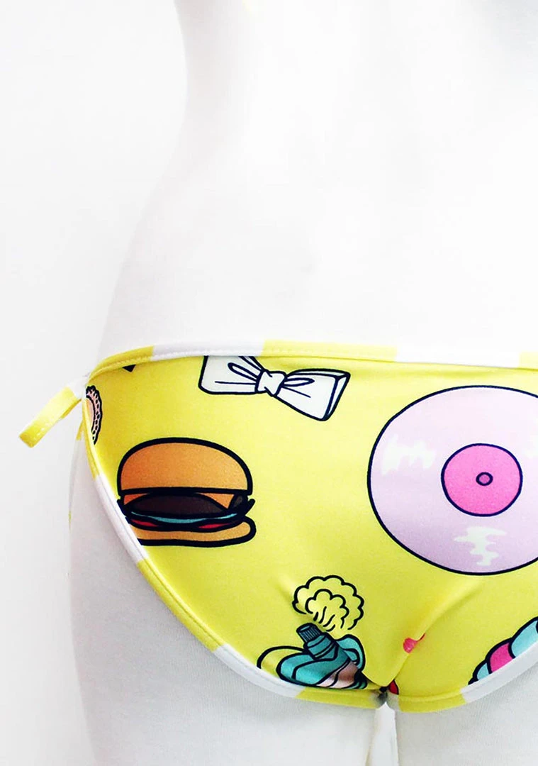 WILDFOX Swim Emoji Print Reversible Classic String Bikini Bottom Women's Festival