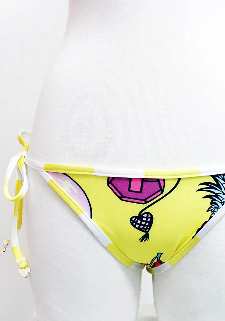 WILDFOX Swim Emoji Print Reversible Classic String Bikini Bottom Women's Festival
