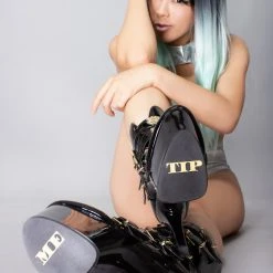 XTRA VIP Platform Heels In Black Gold