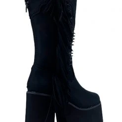 Y.R.U. World Tour Bad B Fringe Platform Boots In Black