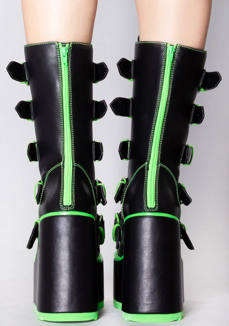 Y.R.U. Dune Alien Platform Boots In Black Green