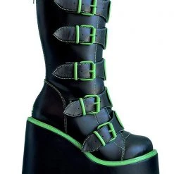 Y.R.U. Dune Alien Platform Boots In Black Green
