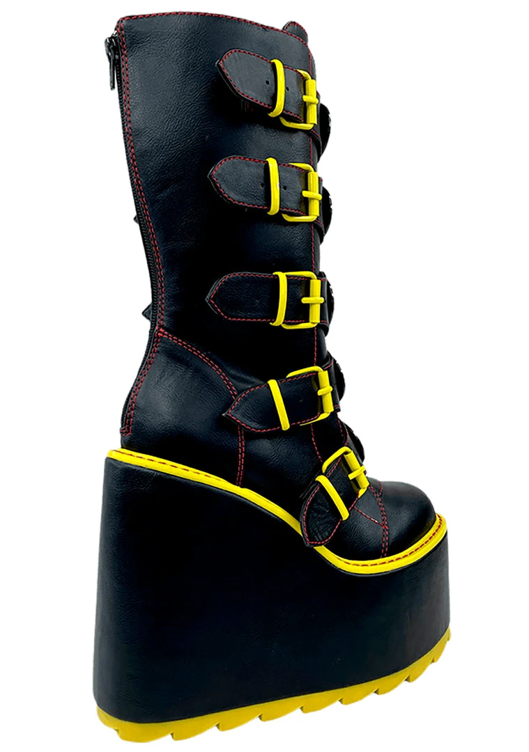 Y.R.U. New Dune Biohazard Platform Boots In Black/Yellow