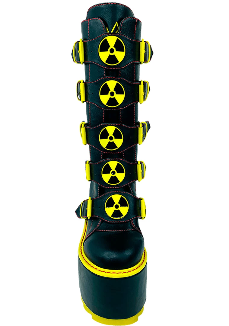 Y.R.U. New Dune Biohazard Platform Boots In Black/Yellow