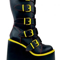 Y.R.U. New Dune Biohazard Platform Boots In Black/Yellow