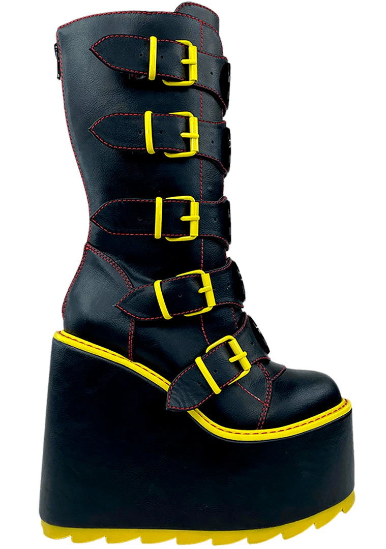 Y.R.U. New Dune Biohazard Platform Boots In Black/Yellow