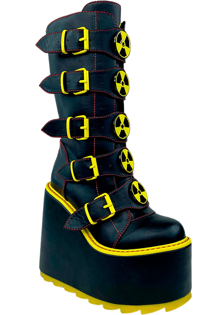 Y.R.U. New Dune Biohazard Platform Boots In Black/Yellow