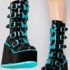 Y.R.U. Dune Butterfly Platform Boots In Black Teal