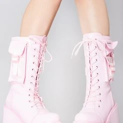 Y.R.U. Dune Desert Platform Boots In Pink