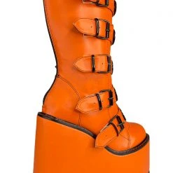 Y.R.U. Dune Jackolantern Platform Boots In Orange New
