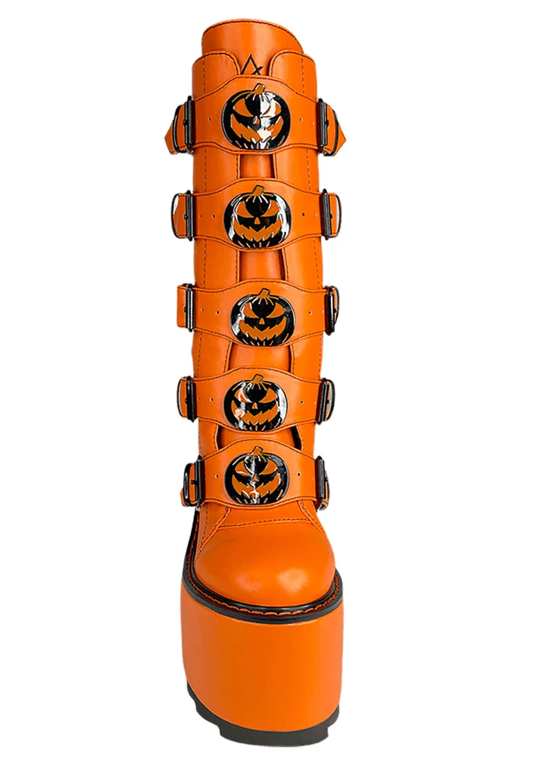 Y.R.U. Dune Jackolantern Platform Boots In Orange New