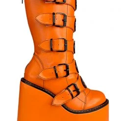 Y.R.U. Dune Jackolantern Platform Boots In Orange New