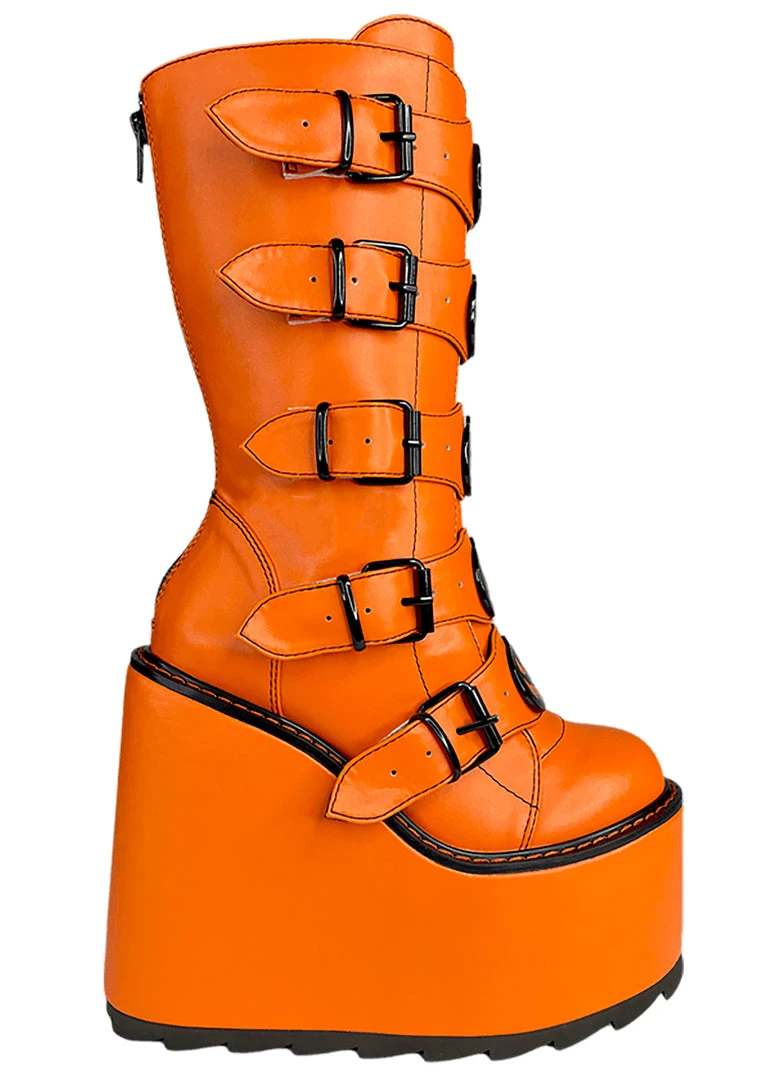 Y.R.U. Dune Jackolantern Platform Boots In Orange New