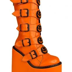 Y.R.U. Dune Jackolantern Platform Boots In Orange New