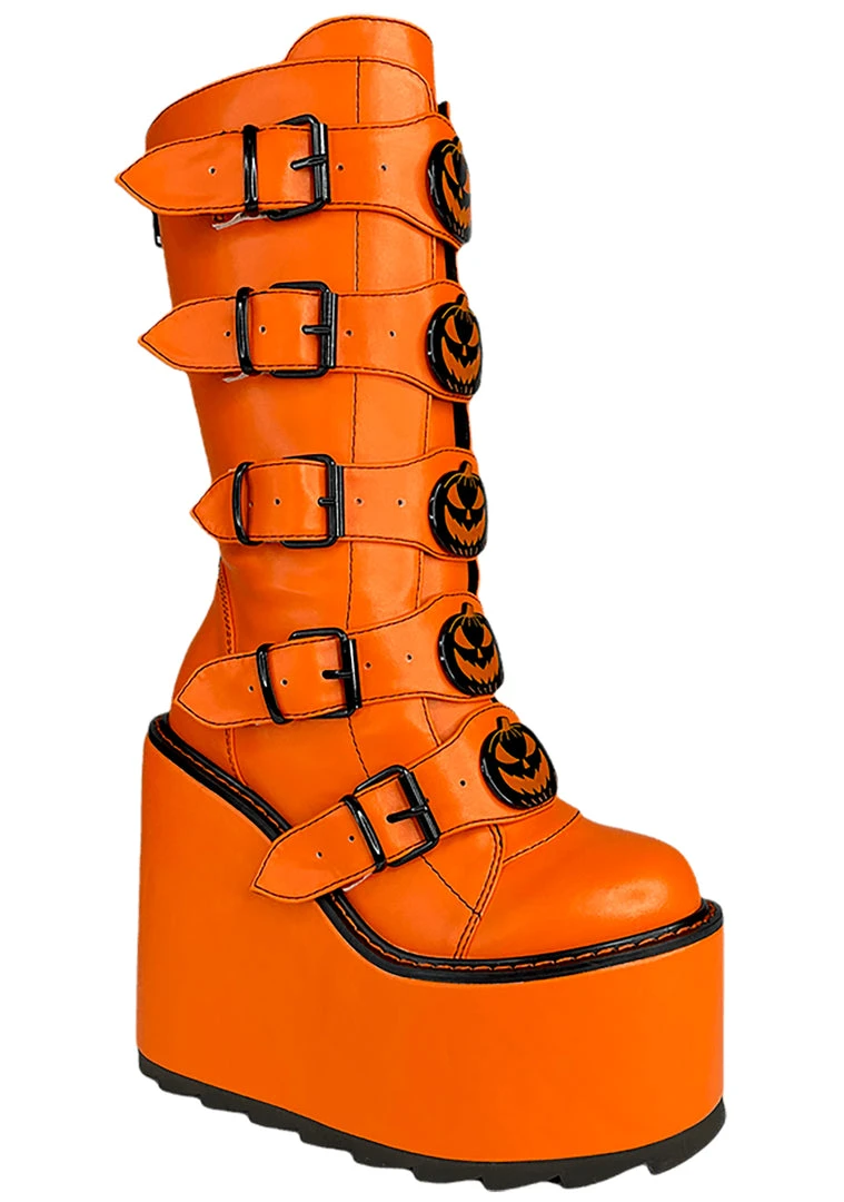 Y.R.U. Dune Jackolantern Platform Boots In Orange New