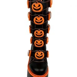 Y.R.U. Dune Jackolantern Platform Boots In Black Orange Shoes