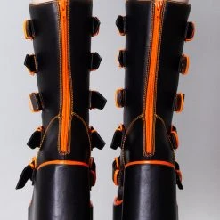 Y.R.U. Dune Jackolantern Platform Boots In Black Orange Shoes