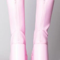 Y.R.U. Dune Lace Up Platform Boots In Baby Pink