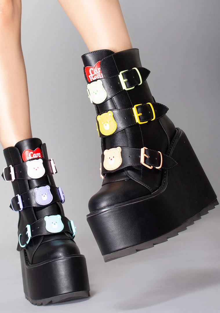 Y.R.U. The Great Fantastic Dune Lo Care Bears Platform Boots In Black