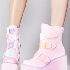 Y.R.U. Mad World Dune Lo Care Bears Platform Boots In Pink