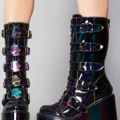Y.R.U. Dune Mushroom Platform Boots In Black Multicolor